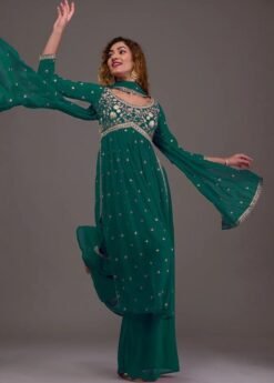 Dark teal Heavy GeorgetteWith Sequence Embroidery Work Pakistani Suits In Sale