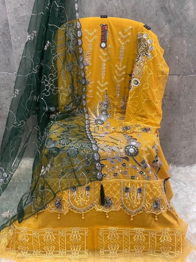 Gold Fox Georgette Pakistani Suits in Sale