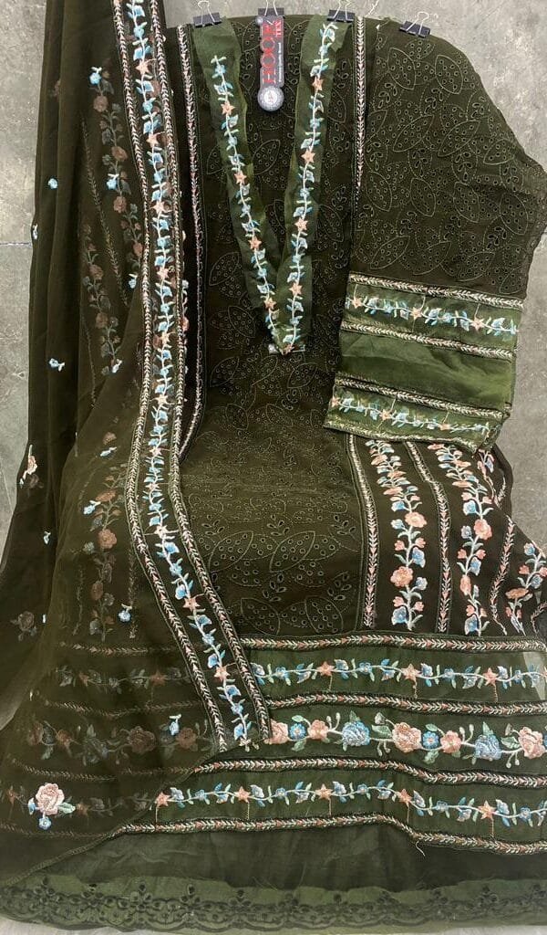 Green Fox Georgette Pakistani Suits In Sale