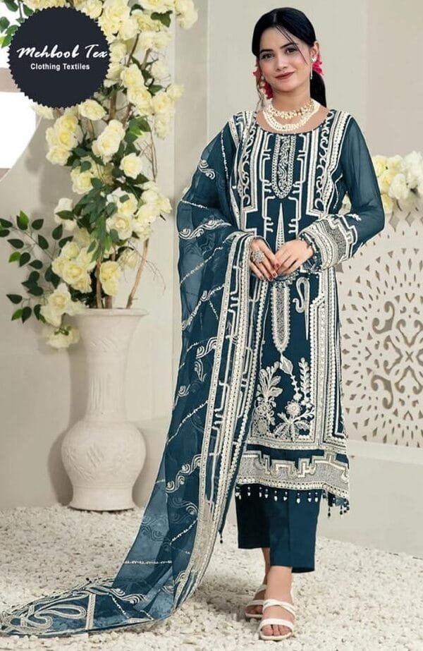 Green Heavy Georgette Fabric with Heavy Work Pakistani Suits in Sale