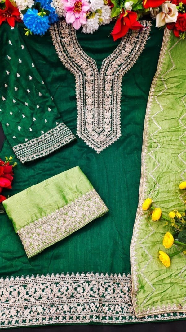 Green Premium Silk PAKISTANI SUITS SALE