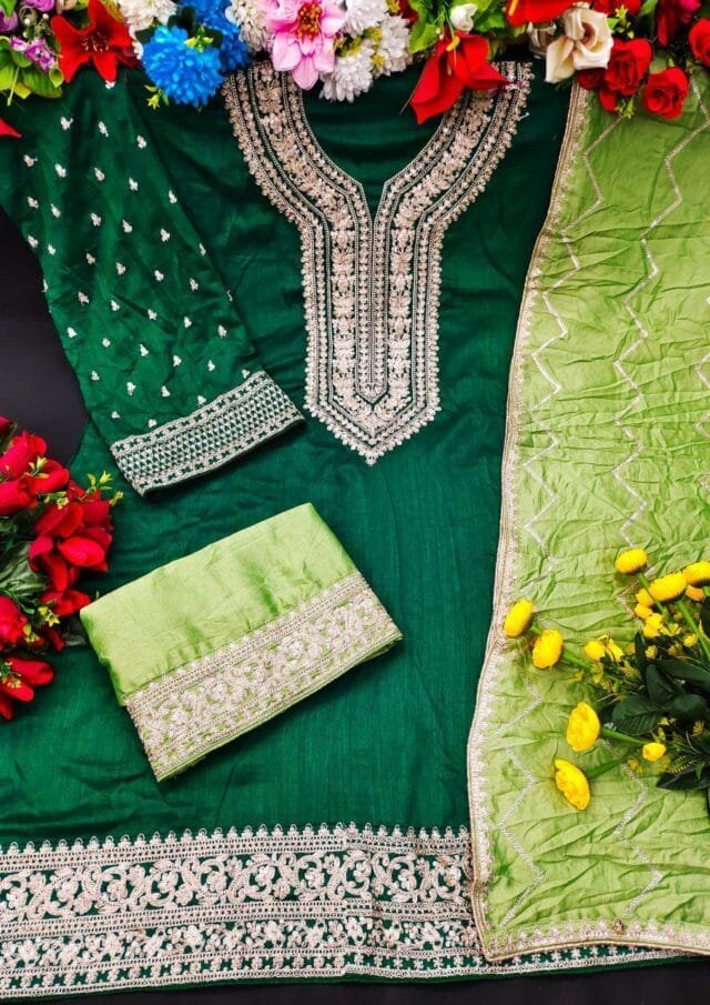 Green Premium Silk PAKISTANI SUITS SALE