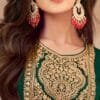 Green Readymade Vichitra Silk Embroidery Work Pakistani Suits In Sale