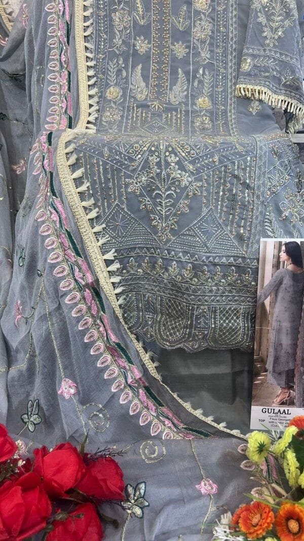 Grey Georgette with Heavy Embroidered Pakistani Suits In Sale