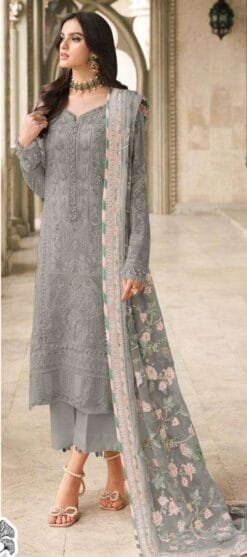 Grey Georgette with Heavy Embroidered Pakistani Suits In Sale