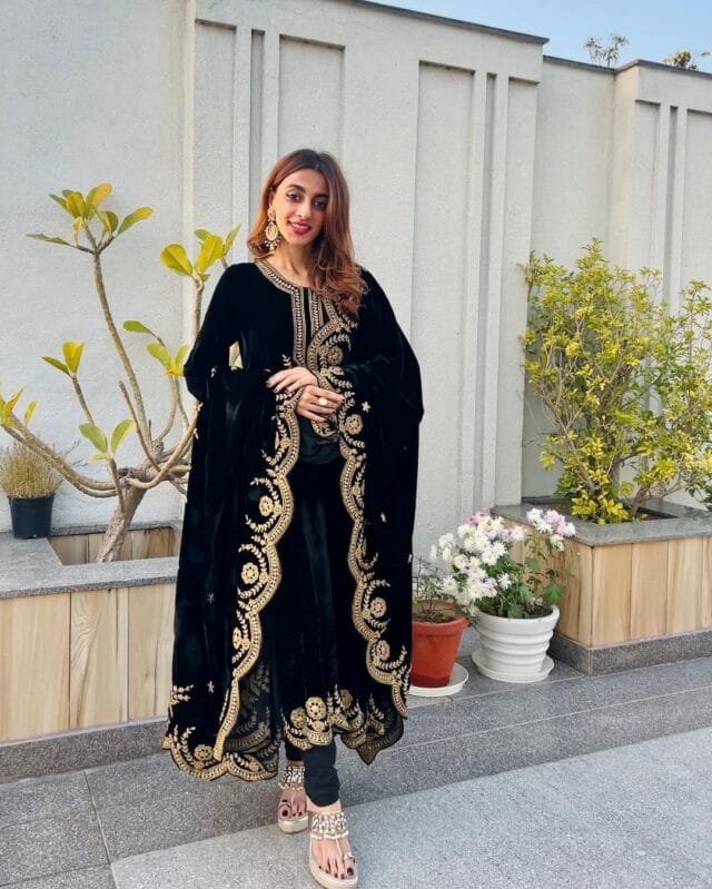 Heavy Viscose Velvet With Heavy Embroidery Work Pakistani Suits In Sale