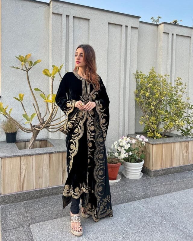 Heavy Viscose Velvet With Heavy Embroidery Work Pakistani Suits In Sale