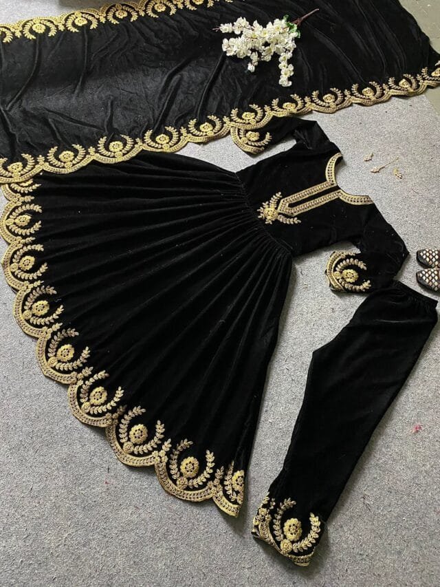 Heavy Viscose Velvet With Heavy Embroidery Work Pakistani Suits In Sale