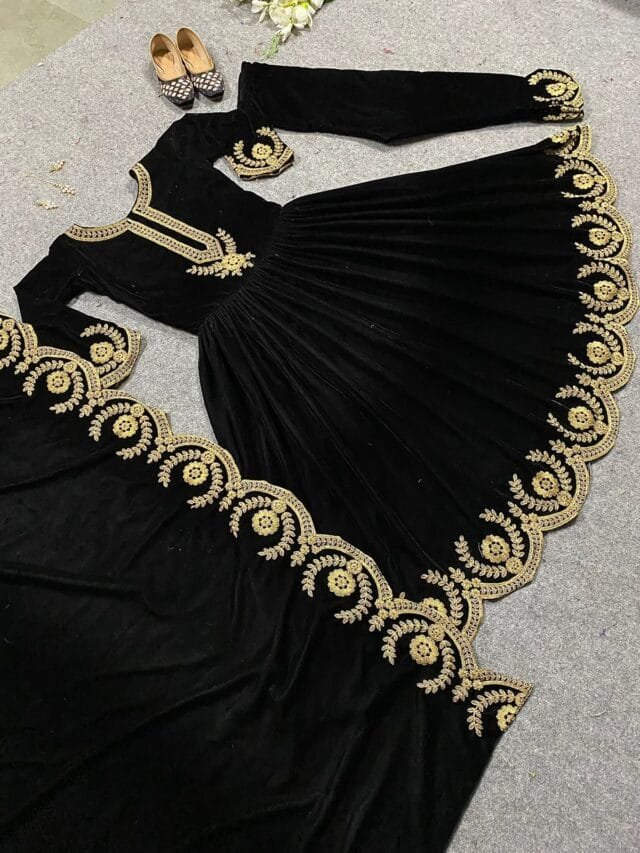 Heavy Viscose Velvet With Heavy Embroidery Work Pakistani Suits In Sale