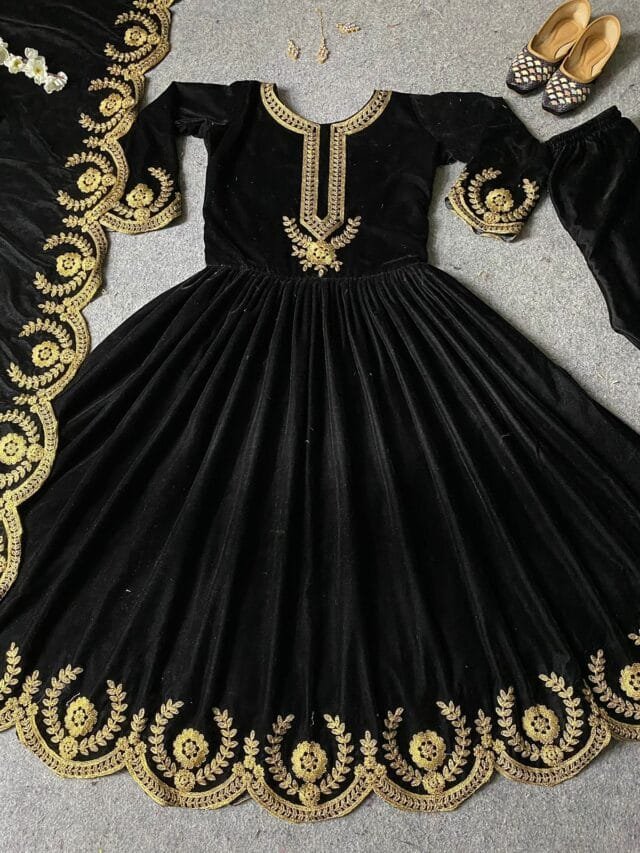 Heavy Viscose Velvet With Heavy Embroidery Work Pakistani Suits In Sale