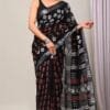 Letas Black LinenDigital Print Saree