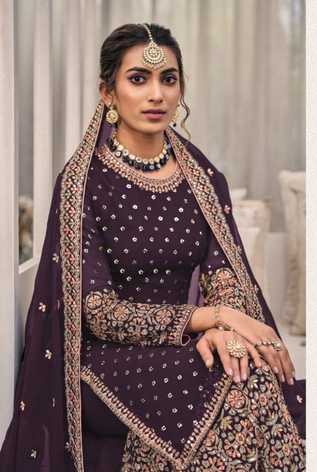 Ligh Purple Heavy Fox Georgette with Embroidery Sequence Work Pakistani Suits in Sale