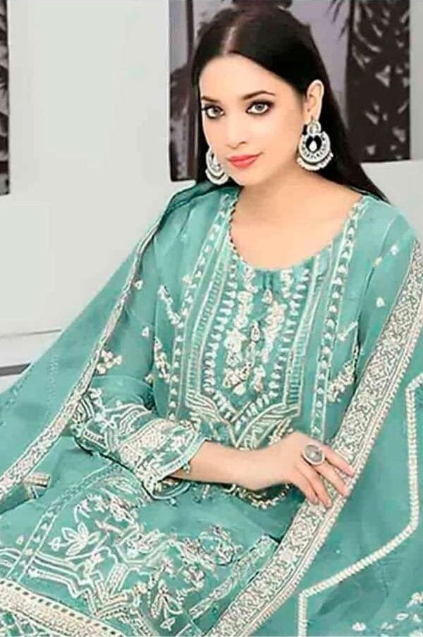 Light Blue Georgette With Embroidery Pakistani Suits Sale