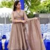 Light Brown Anarkali Faux Georgette Gown With Fully Flair Suits In Sale
