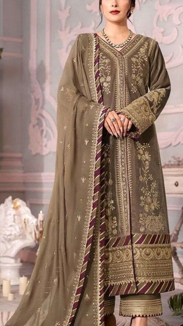 Light Brown Georgette With Heavy Embroidered Pakistani Suits In Sale