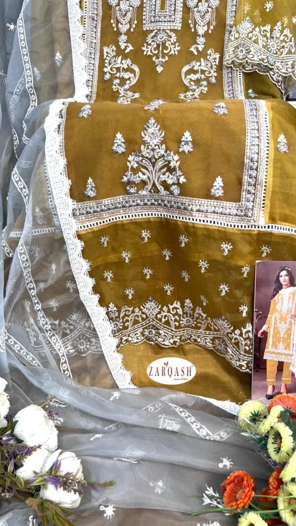Light Yellow Organza With Embroidered Pakistani Suits Sale