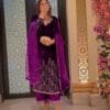 Maroon Velvet with Zari Embroidery Work Pakistani Suits In Sale