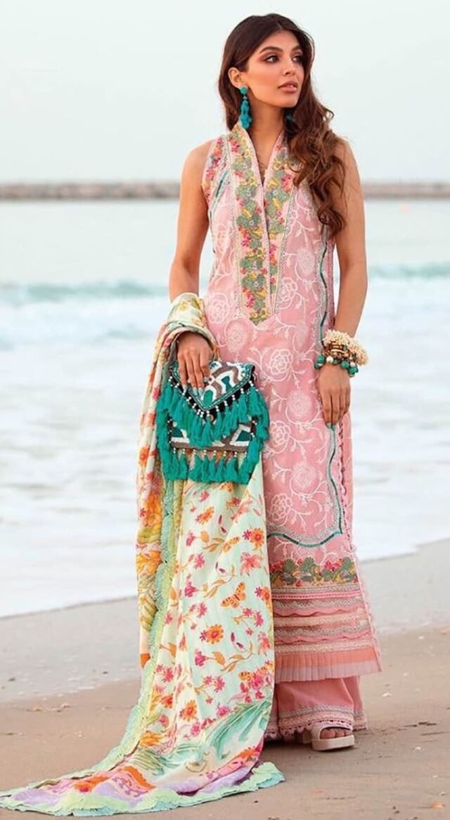 Pink Cotton Embroidered Pakistani Suit Sale