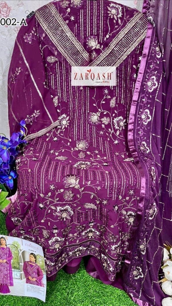 Purple Georgette Heavy Embroidered Pakistani Suits In Sale