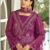 Purple Georgette Heavy Embroidered Pakistani Suits In Sale