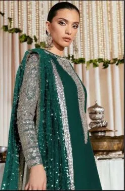 Purple Green Georgette Embroidered Pakistani Suits In Sale - SareesWala.com
