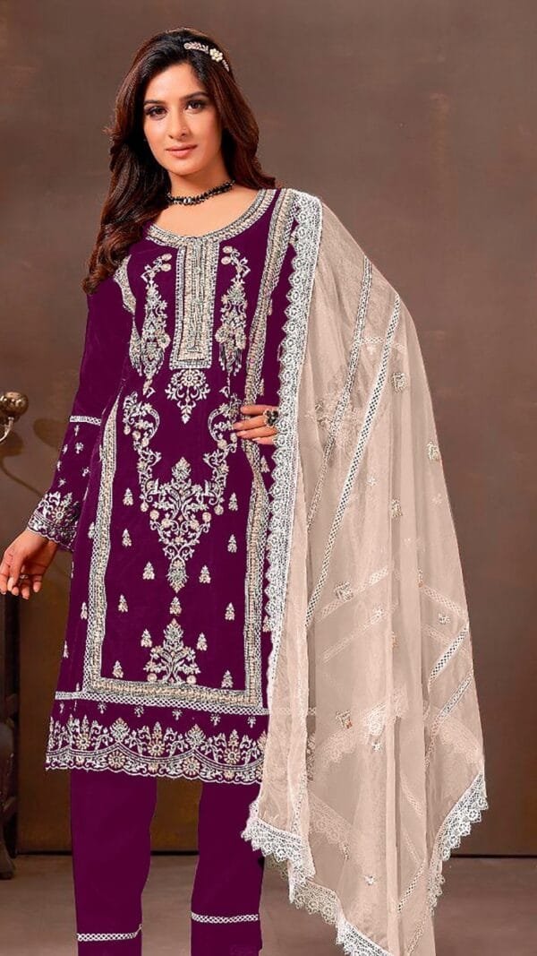 Purple Organza With Embroidered Pakistani Suits Sale