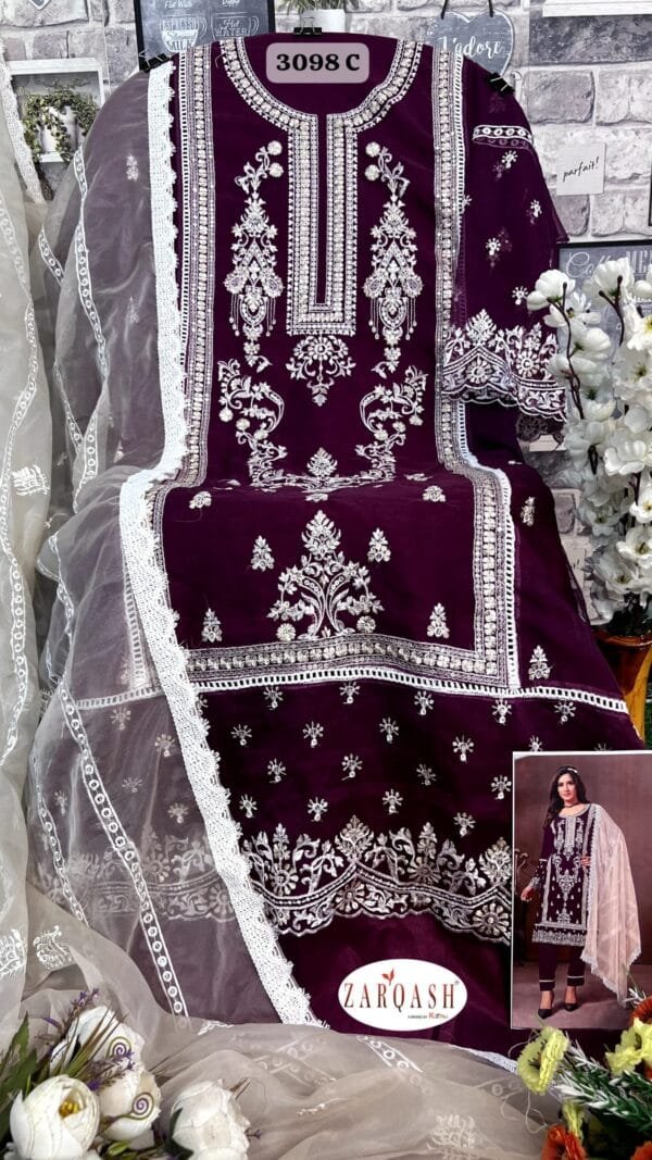 Purple Organza With Embroidered Pakistani Suits Sale