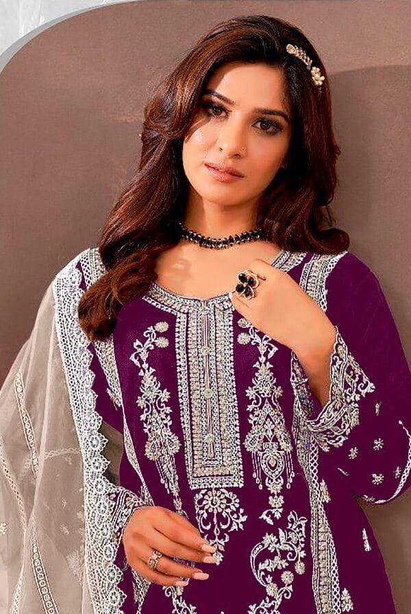 Purple Organza With Embroidered Pakistani Suits Sale