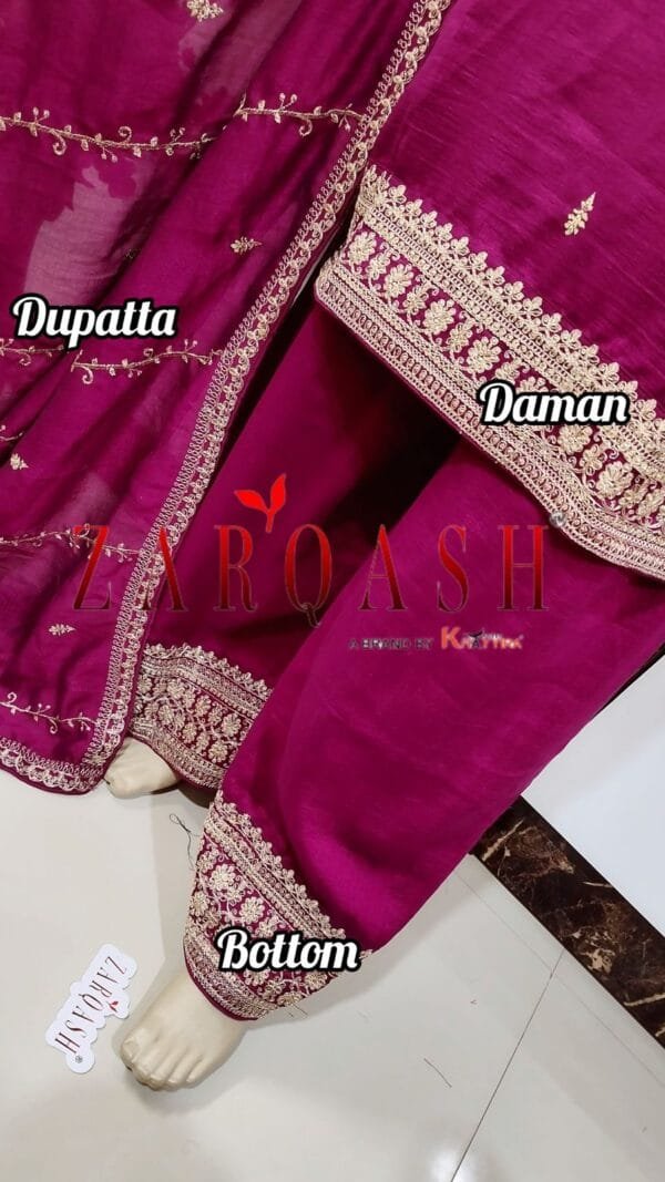 Purple Readymade Vichitra Silk Embroidery Work Pakistani Suits In Sale