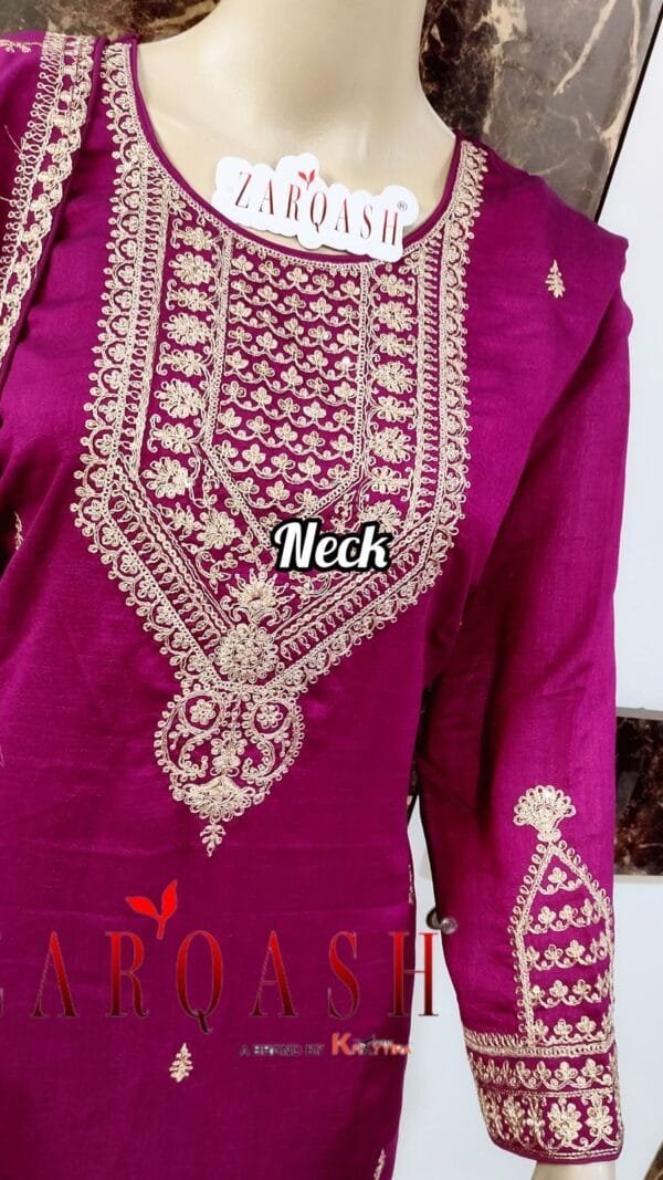 Purple Readymade Vichitra Silk Embroidery Work Pakistani Suits In Sale