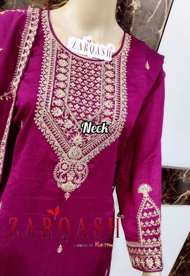 Purple Readymade Vichitra Silk Embroidery Work Pakistani Suits In Sale