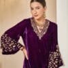 Purple Velvet with Zari Embroidery Work Pakistani Suits In Sale