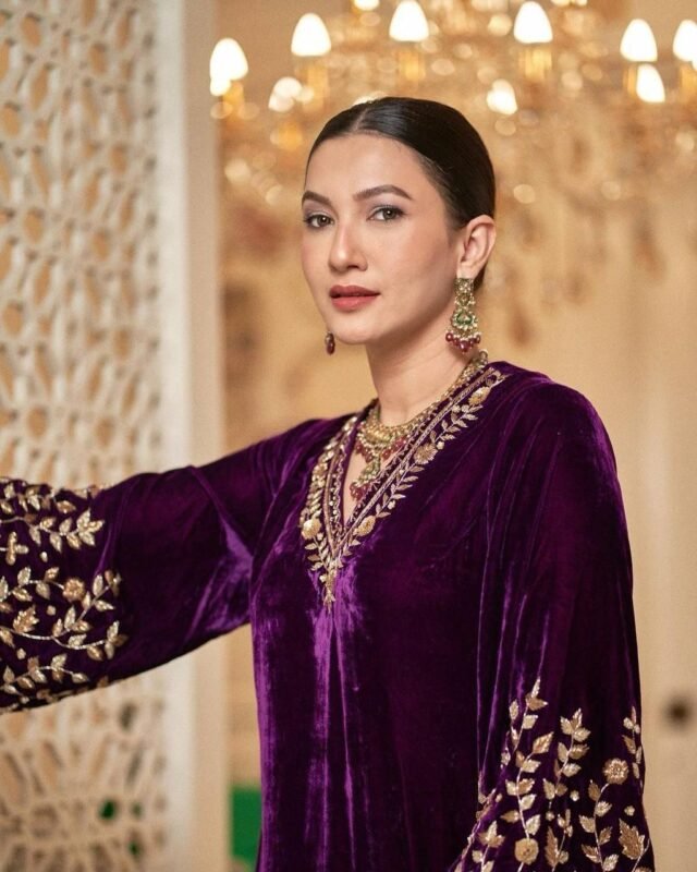 Purple Velvet with Zari Embroidery Work Pakistani Suits In Sale