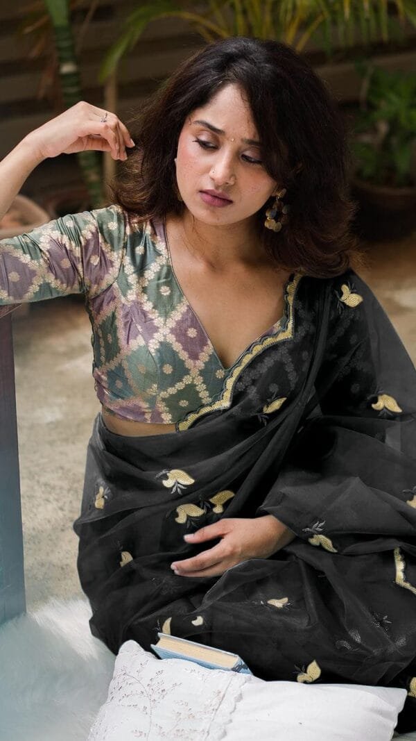 Rangoli Silk Sareewith Embroidery Sequence Work