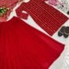 Red Fully Stitched Ready To Wear Faux Georgette Sequence Work Pakistani Suits In Sales
