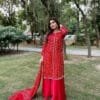 Red Fully Stitched Ready To Wear Faux Georgette Sequence Work Pakistani Suits In Sales