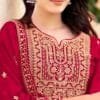 Red Readymade Vichitra Silk Embroidery Work Pakistani Suits In Sale
