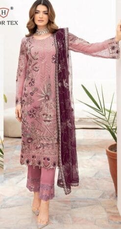 Rose Gold Fox Georgette Pakistani Suits in Sale