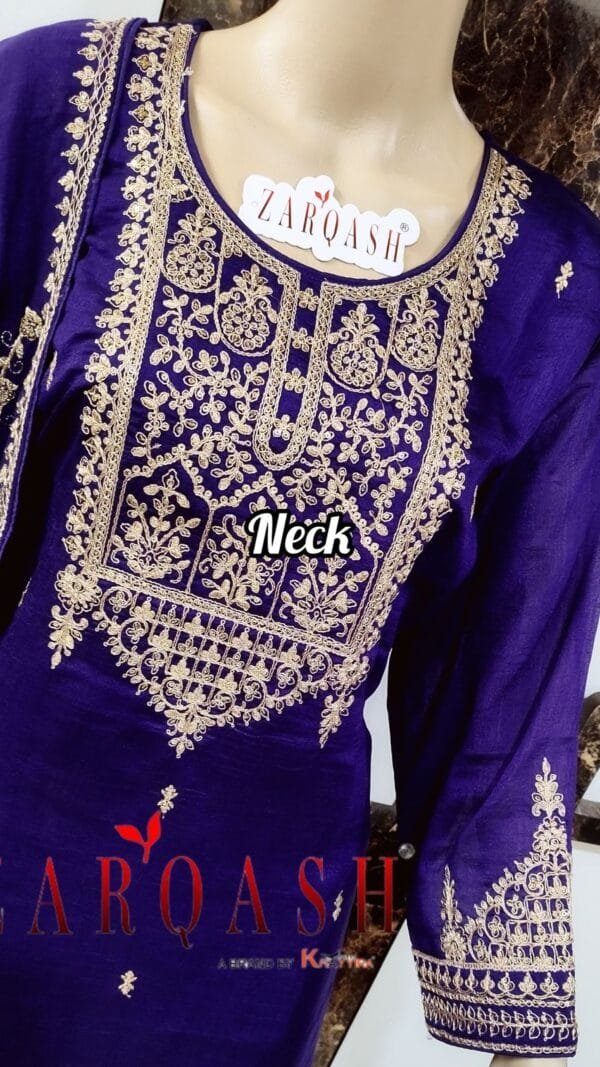 Royal Purple Readymade Vichitra Silk Embroidery Work Pakistani Suits In Sale