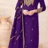 Royal Purple Readymade Vichitra Silk Embroidery Work Pakistani Suits In Sale