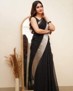 Silk Saree In Black Colour