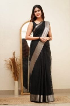 Silk Saree In Black Colour