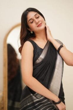 Silk Saree In Black Colour