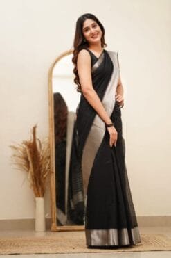 Silk Saree In Black Colour