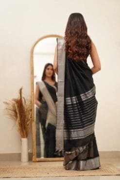 Silk Saree In Black Colour