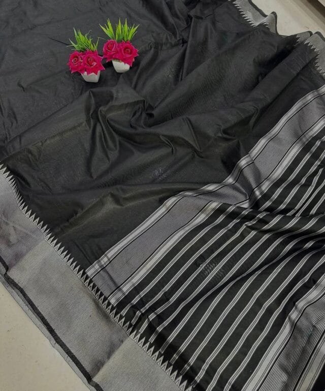 Silk Saree In Black Colour