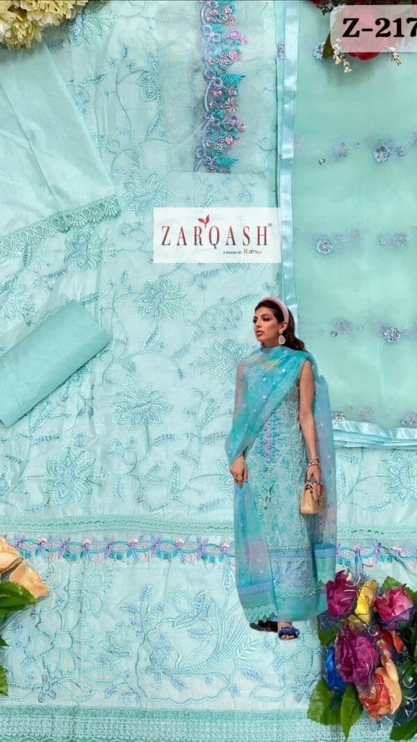 Sky Blue Cotton Embroidered Pakistani Suit Sale
