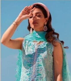Sky Blue Cotton Embroidered Pakistani Suit Sale