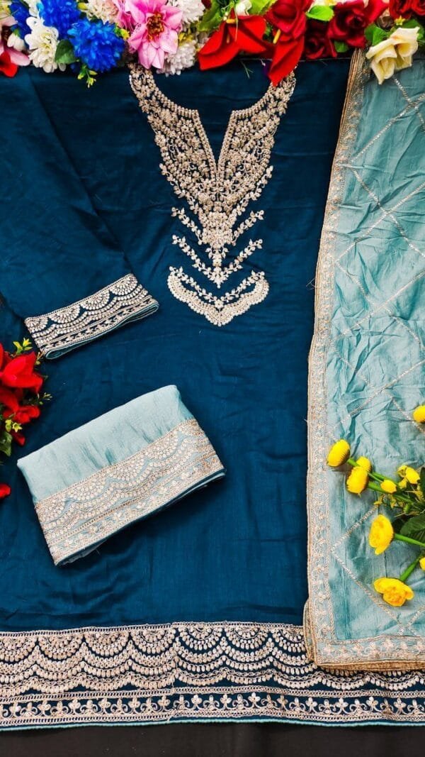Sky Blue Premium Silk PAKISTANI SUITS SALE