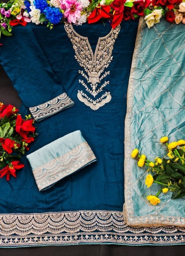 Sky Blue Premium Silk PAKISTANI SUITS SALE